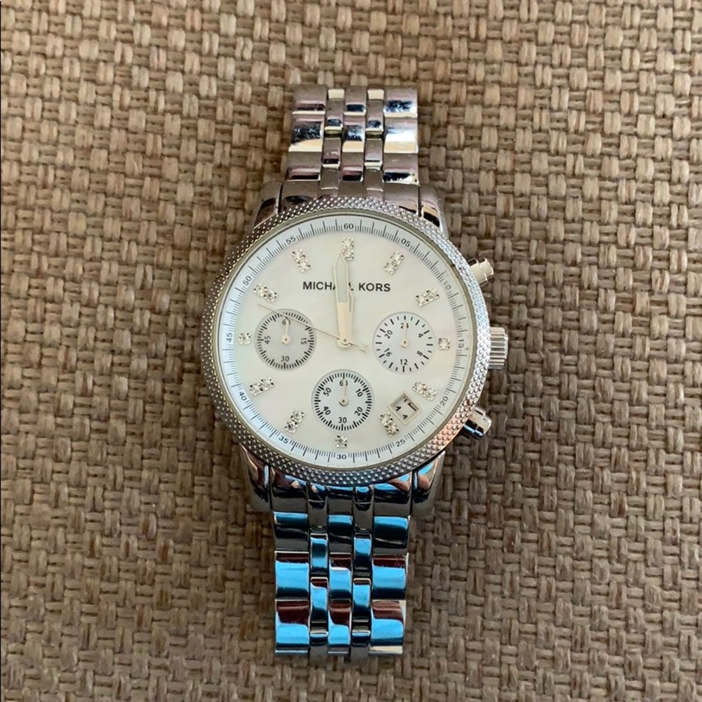 Michael Kors Silver Watch (with pearl face)